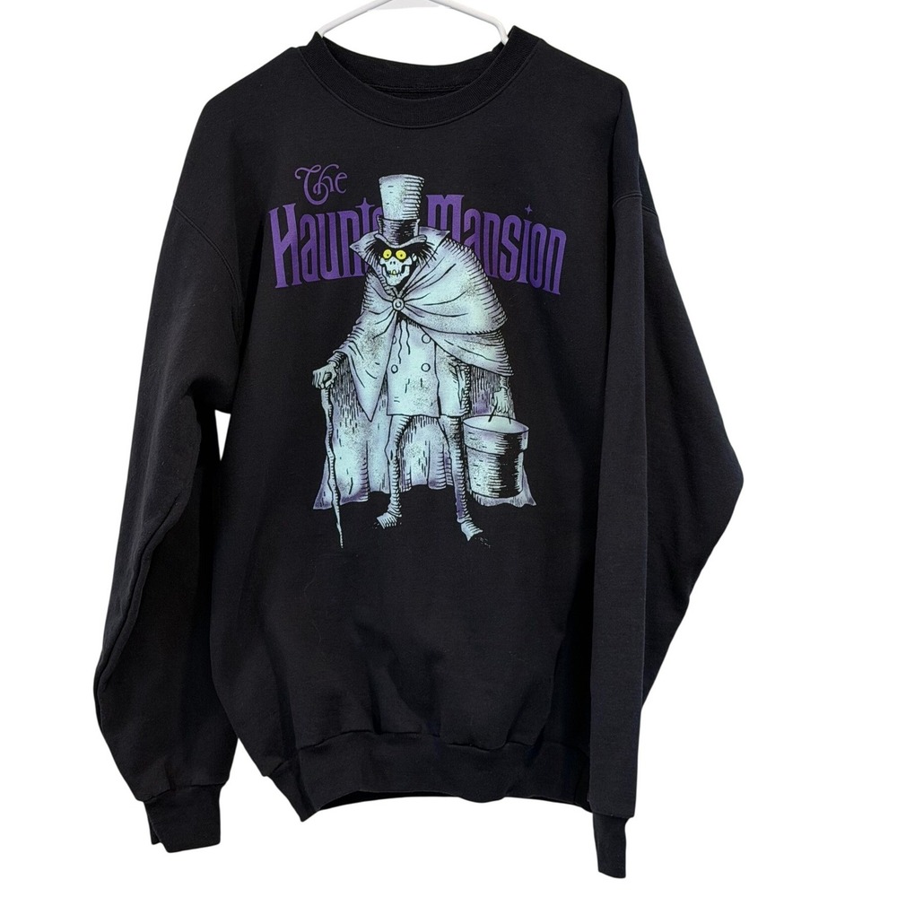 Disneyland Haunted Mansion Hatbox Ghost Sweatshirt Mens Medium Black Pullover